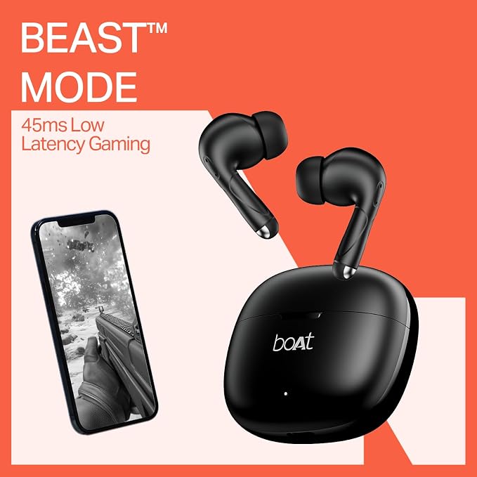Boat Airdopes Pulse, 50H Battery, ENx Tech, Beast Mode, ASAP Charge, Bluetooth Earbuds, TWS Ear Buds Wireless Earphones with mic -Shadow Black