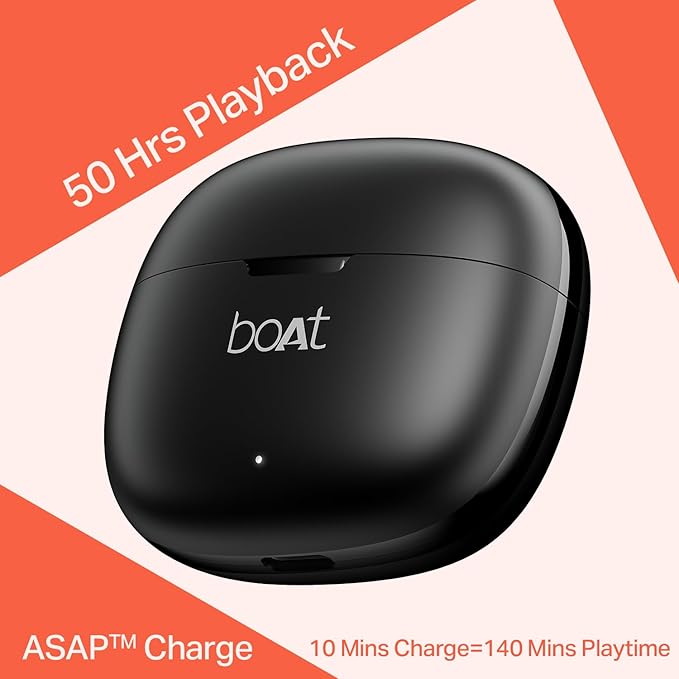 Boat Airdopes Pulse, 50H Battery, ENx Tech, Beast Mode, ASAP Charge, Bluetooth Earbuds, TWS Ear Buds Wireless Earphones with mic -Shadow Black