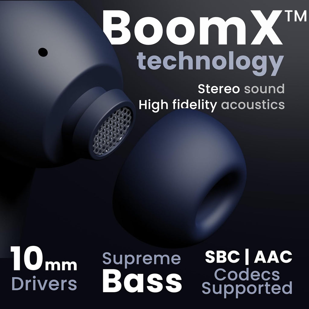 GOBOULT Z40 True Wireless in Ear Earbuds with 60H Playtime, Zen™ ENC Mic, Low Latency Gaming, Type-C Fast Charging, Made in India, 10mm Rich Bass Drivers, IPX5, Ear Buds TWS (Blue)