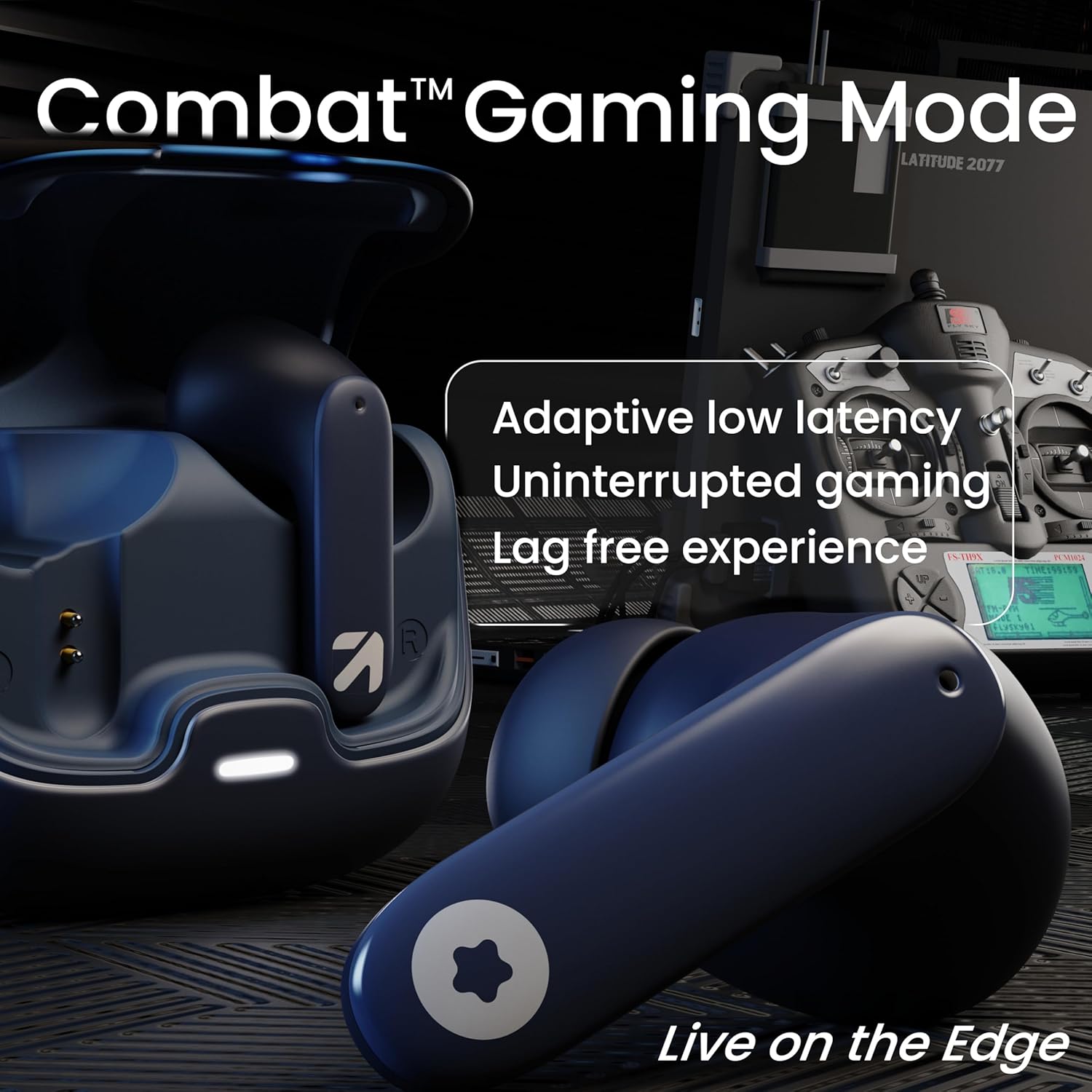 GOBOULT Z40 True Wireless in Ear Earbuds with 60H Playtime, Zen™ ENC Mic, Low Latency Gaming, Type-C Fast Charging, Made in India, 10mm Rich Bass Drivers, IPX5, Ear Buds TWS (Blue)