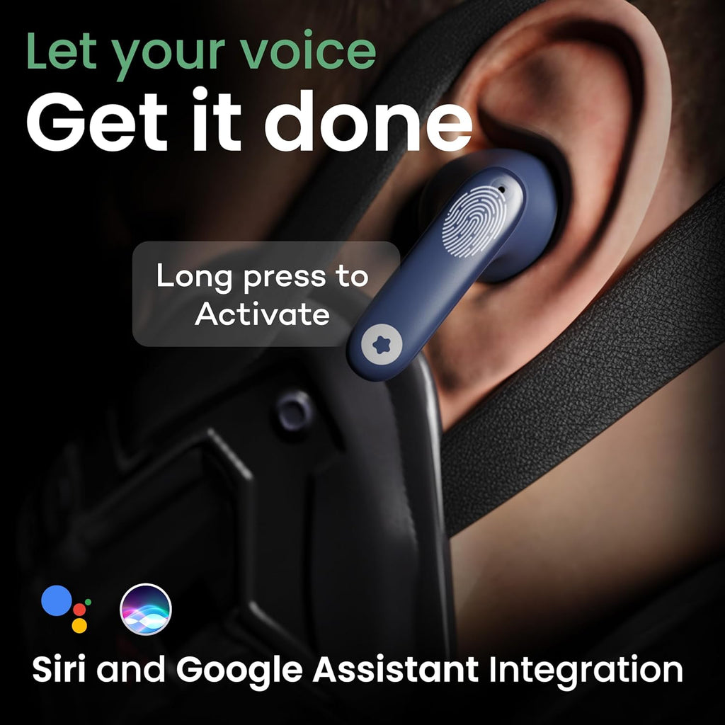 GOBOULT Z40 True Wireless in Ear Earbuds with 60H Playtime, Zen™ ENC Mic, Low Latency Gaming, Type-C Fast Charging, Made in India, 10mm Rich Bass Drivers, IPX5, Ear Buds TWS (Blue)